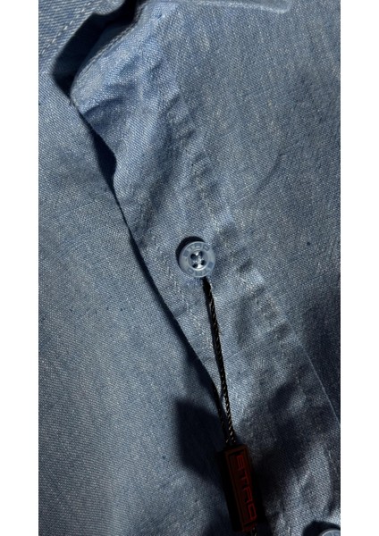 Bebek Mavisi Erkek Keten Gömlek fırsatları