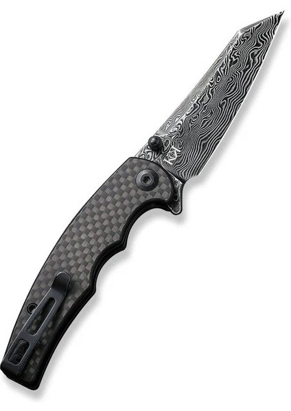 P87 Folder Flipper Knife Damascus Carbon Fiber Handle Çakı modelleri
