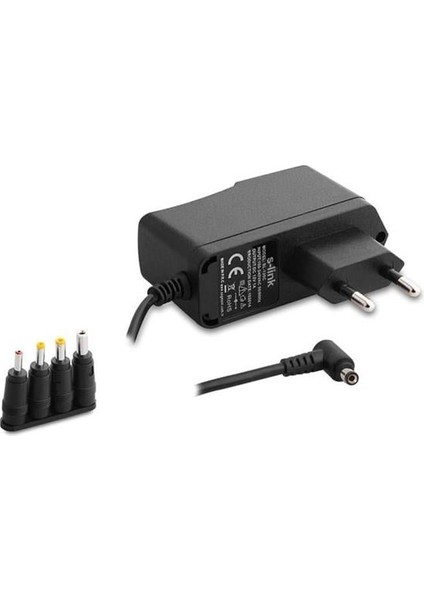 S-Link SL-126C 12 Volt 1 Amper 1.2 Metre Kablolu 5.5x2.1mm 4 Uçlu Üniversal Çok Uçlu Adaptör