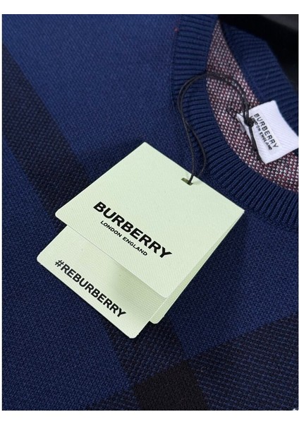 Ekose Desenli Lacivert Kazak Premium Kalite ve Modern Kesim