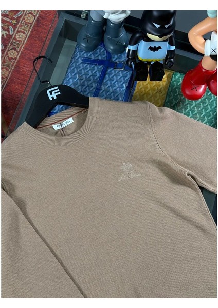 Nakış Logo Işlemeli Bej Triko Kazak fiyatları