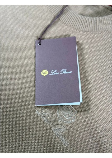 Nakış Logo Işlemeli Bej Triko Kazak indirimleri