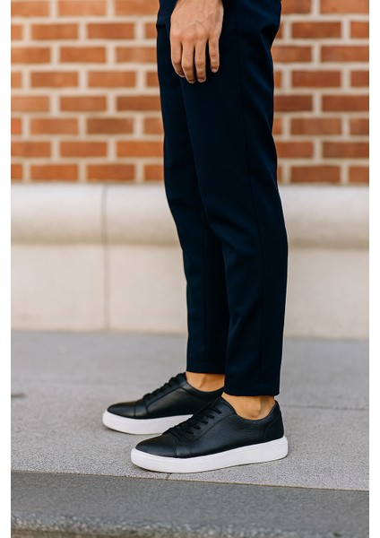 GE0065-12 Hakiki Floter Deri Hafif Eva Taban Koku Yapmaz Erkek Sneaker Ayakkabı