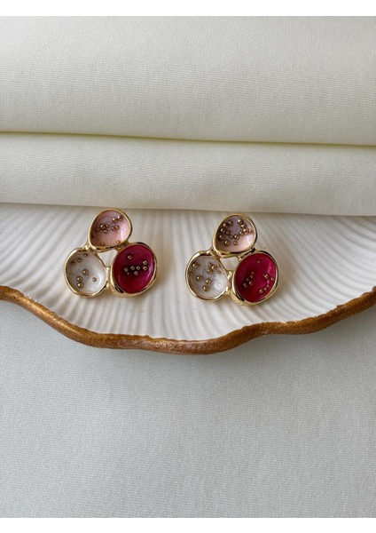 Üç Renkli Tasarım Kadın Küpe