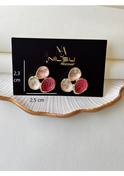 Üç Renkli Tasarım Kadın Küpe modelleri