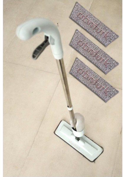3'lü Mikrofiber Paspaslı Spreyli Mop, Metal Sap, Büyüksu Tank, Türk Malı