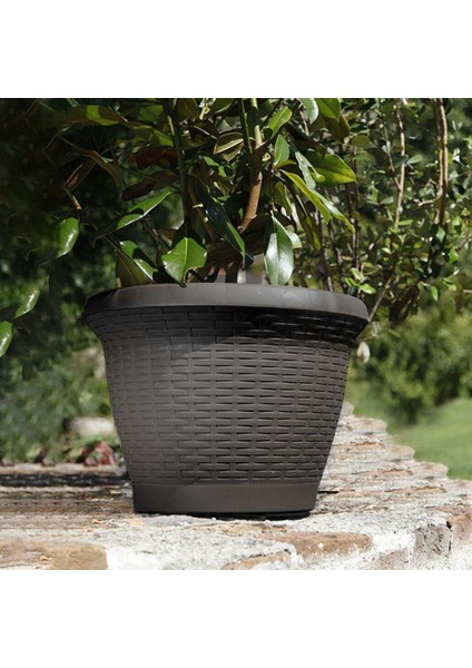 SO-HS06 Plastik Hasır Desenli Saksı 42 Lt Antrasit 6 Adet modelleri