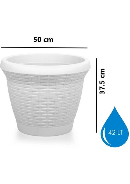 SO-HS06 Plastik Hasır Desenli Saksı 42 Lt Kirli Beyaz 6 Adet fiyatları
