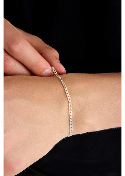 925 Ayar Gümüş Unisex Rambo Zincir Bileklik 3 mm modelleri