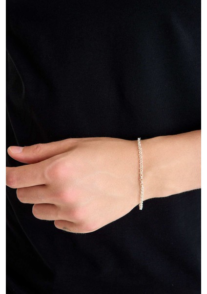 925 Ayar Gümüş Unisex Doç Bileklik Doç Zincir Bileklik 3 mm fırsatları