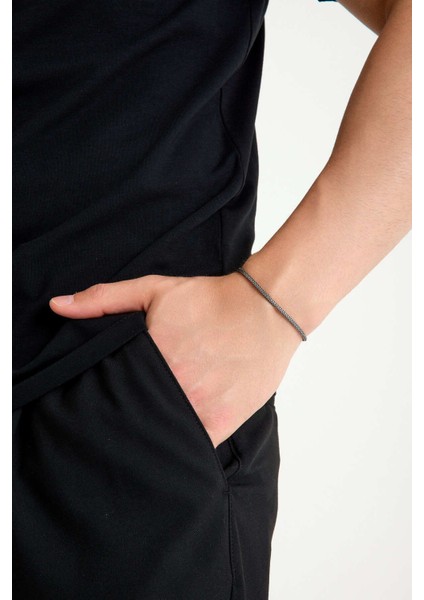 925 Ayar Gümüş Oksitli Yuvarlak Kalın Tilki Kuyruğu Bileklik 2.7 mm