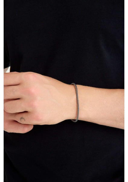 925 Ayar Gümüş Oksitli Yuvarlak Kalın Tilki Kuyruğu Bileklik 2.7 mm fırsatları