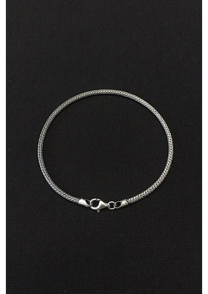 925 Ayar Gümüş Oksitli Yuvarlak Kalın Tilki Kuyruğu Bileklik 2.7 mm indirimleri