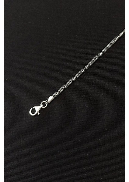 925 Ayar Gümüş Oksitli Yuvarlak Kalın Tilki Kuyruğu Bileklik 2.7 mm