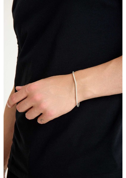 925 Ayar Gümüş Unisex Yuvarlak Yılan Bileklik 3 mm fırsatları