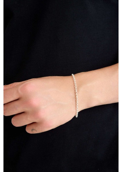 925 Ayar Gümüş Unisex Doç Bileklik Doç Zincir Bileklik 3 mm modelleri