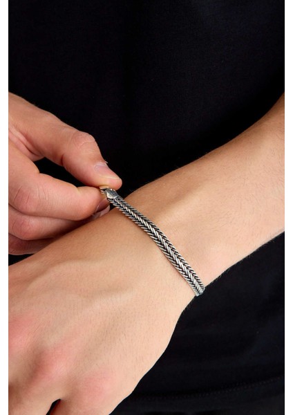 925 Ayar Gümüş Erkek Oksitli Balık Sırtı Bileklik 6 mm 21 cm fiyatları