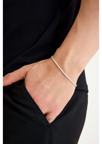 925 Ayar Gümüş Unisex Burgu Halat Bileklik 2mm
