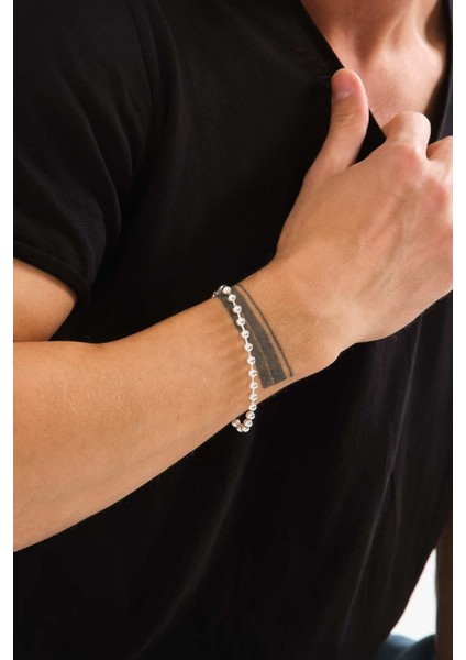 925 Ayar Gümüş Unisex Top Zincir Bileklik Tırnak Makası Bileklik