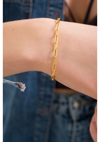 925 Ayar Gümüş 18K Altın Kaplama Forse Bileklik