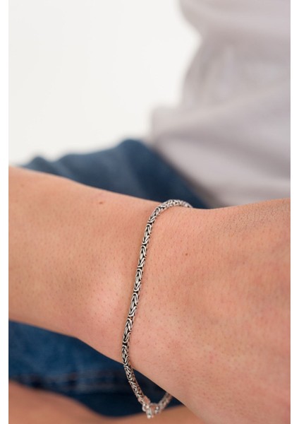 925 Ayar Gümüş Oksitli Yuvarlak Kral Bileklik 2.0 mm