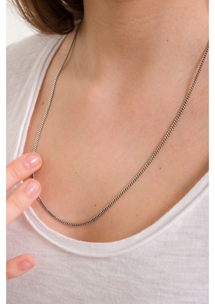 925 Ayar Gümüş Unisex Oksitli Gurmet Zincir Kolye 2.2 mm 60 cm fiyatları