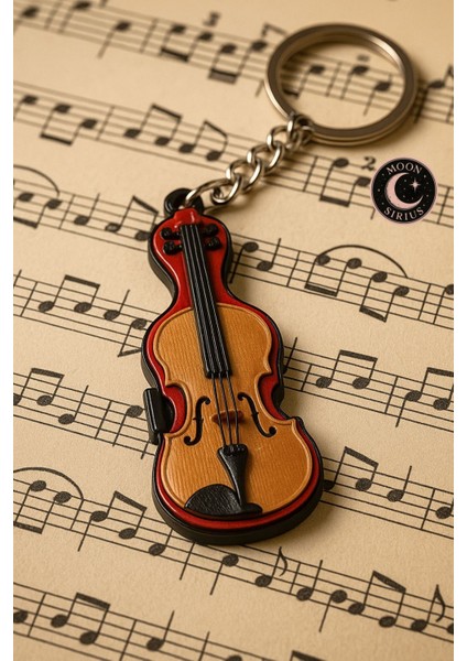 Mini Keman Tasarımlı 3D Anahtarlık – Müzik Temalı El Yapımı Reçine Anahtarlık