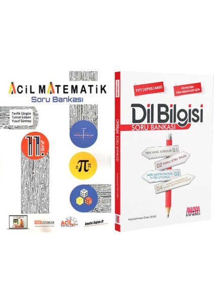 Yayınları 11. Sınıf Acil Matematik ve Akm Dil Bilgisi Soru Bankası Seti 2 Kitap