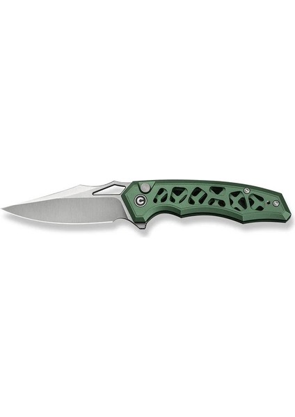 Anaaki Flipper & Thumb Hole & Button Lock Knife Green Aluminum Handle Çakı