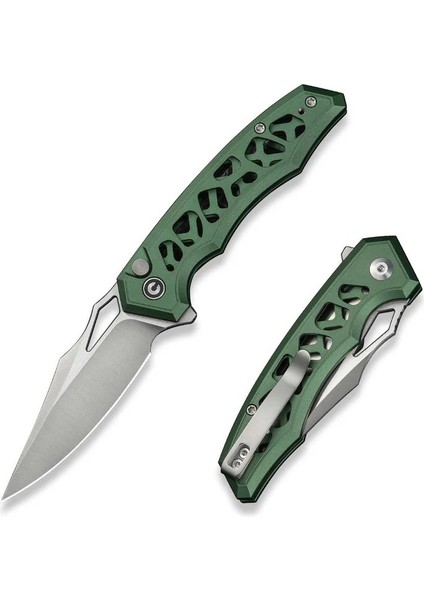Anaaki Flipper & Thumb Hole & Button Lock Knife Green Aluminum Handle Çakı fiyatları