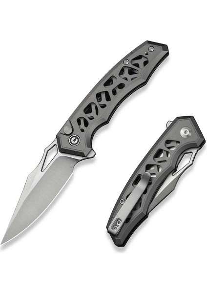 Anaaki Flipper & Thumb Hole & Button Lock Knife Gray Aluminum Handle Çakı fiyatları