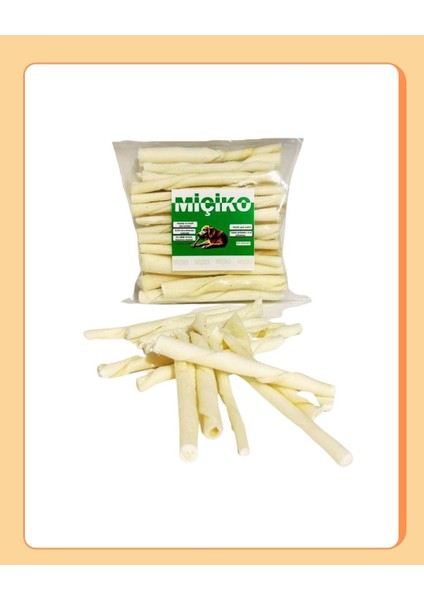 50LI Sütlü Burgu Ödül Çubuğu ve Çiğneme Kemiği 8-10Cm