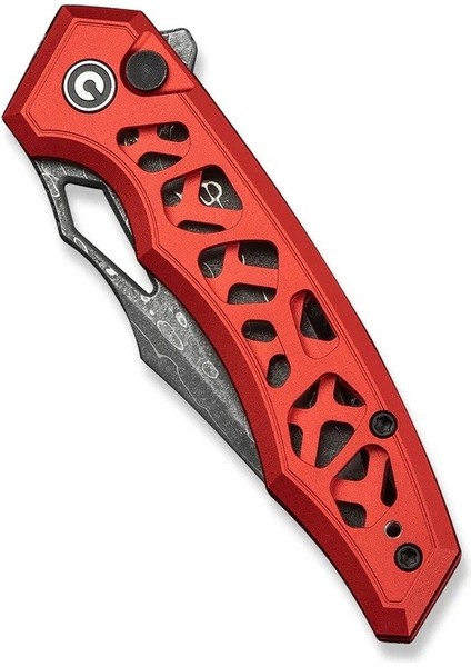 Anaaki Flipper & Thumb Hole & Button Lock Damascus Knife Aluminum Handle Çakı indirimleri