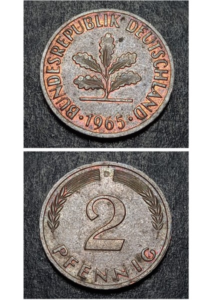 Escoines 39963688A9DFF9AFF7 1966 D Almanya 2 Pfennig Bronz Çt+ Para