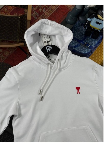 Kalp Logo Işlemeli Kapşonlu Erkek Sweatshirt fiyatları