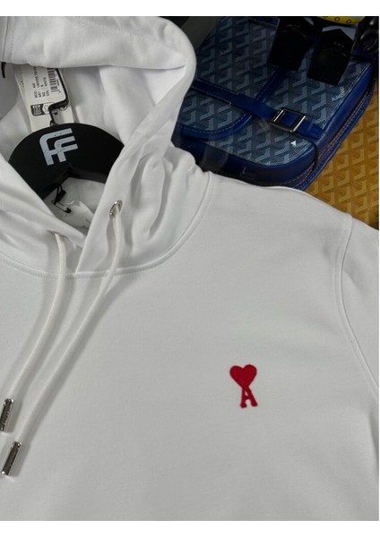 Kalp Logo Işlemeli Kapşonlu Erkek Sweatshirt modelleri