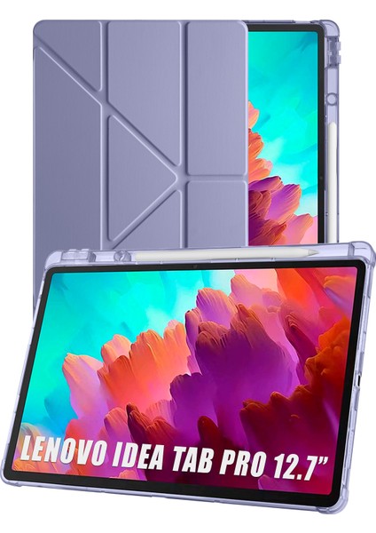 Lenovo Idea Tab Pro 12.7” TB373FU Uyumlu Tri Folding Kalem Bölmeli Uyku Modlu Akıllı Kılıf