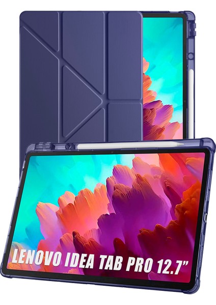 Lenovo Idea Tab Pro 12.7” TB373FU Uyumlu Tri Folding Kalem Bölmeli Uyku Modlu Akıllı Kılıf