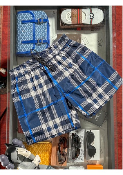 Ekose Desenli Deniz Şortu Ss