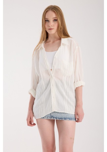 Cepli Oversize Dökümlü Gömlek