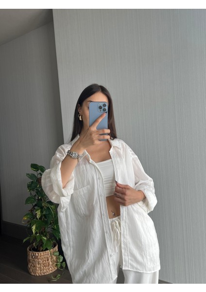 Cepli Oversize Dökümlü Gömlek