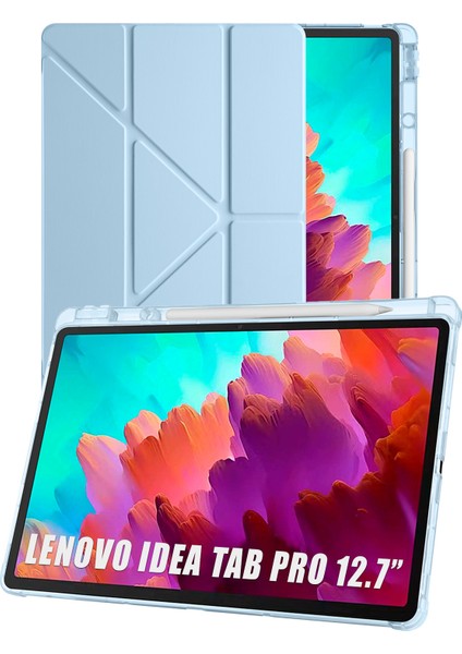 Lenovo Idea Tab Pro 12.7” TB373FU Uyumlu Tri Folding Kalem Bölmeli Uyku Modlu Akıllı Kılıf