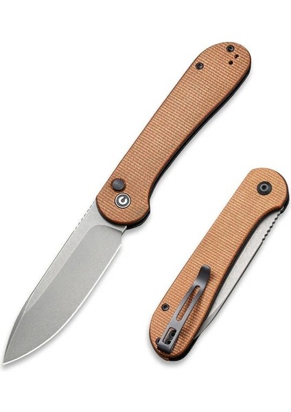 Button Lock Elementum Pocket Knife Brown Micarta Handle Çakı fiyatları