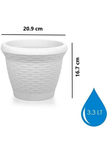 SO-HS01 Plastik Hasır Desenli Saksı 3.3 Lt Kirli Beyaz 6 Adet fiyatları