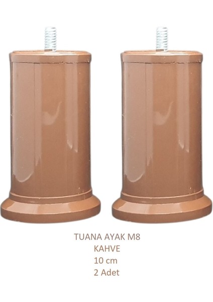 Tuana Ayak 10 cm Cıvatalı M8 Kahve (2 Adet)
