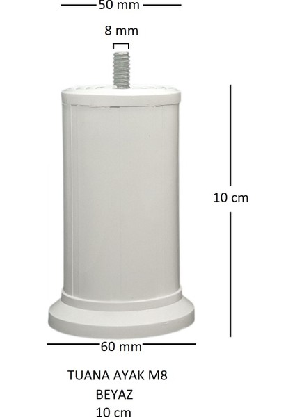Tuana Ayak 10 cm Cıvatalı M8 Beyaz fırsatları