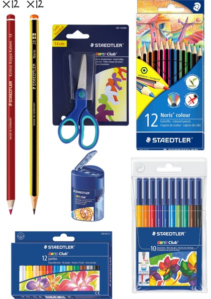 & WizDesign Okul Seti - Kurşun Kalem, Kopya Kalemi, Kuru Boya, Pastel Boya, Keçeli Kalem, Kalemtıraş, Makas