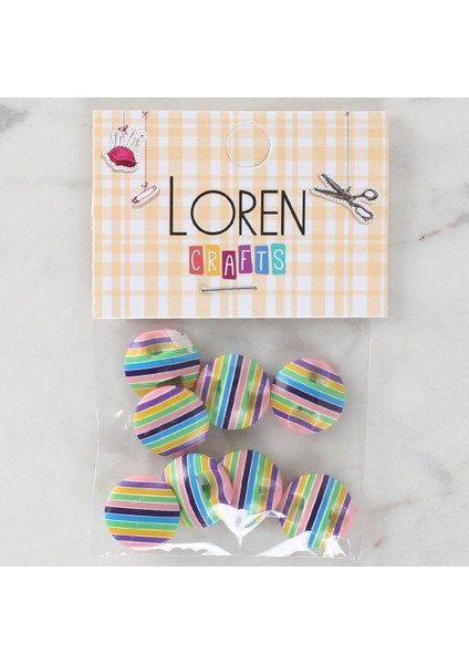 Loren Crafts 8'li Desenli Düğme - 1104