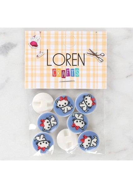Loren Crafts 8'li Kedi Düğme - 1068