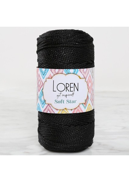 Loren Soft Star Makrome Ipi Siyah Simli Siyah RM10